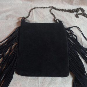 Steve madden Designer Black suede fringed purse/ crossbody/shoulder womans